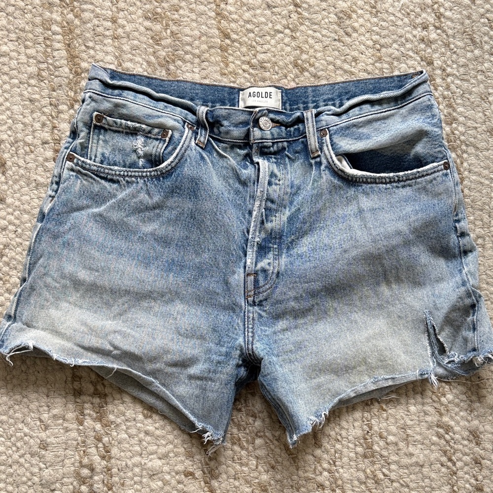 Agolde Light Blue Jean Shorts